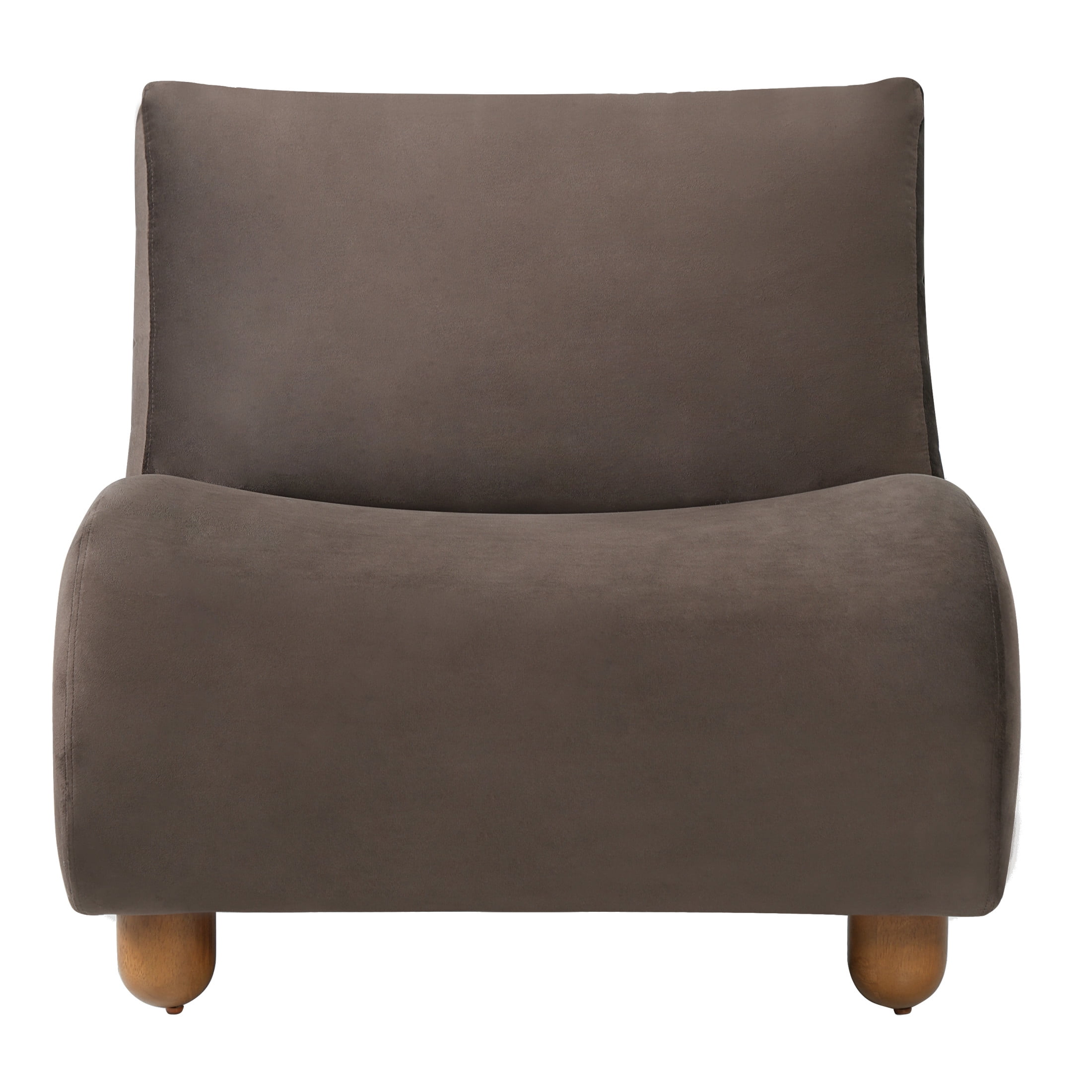 Christopher Knight Home 30.1" Modern Curved Accent Chair, Velvet Upholstered with Wood Legs, Dark Brown, Set of 2