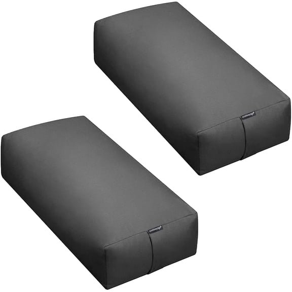 Sunshine Yoga - Extra Firm Large Rectangular Yoga Bolster - Improve Form, Flexibility and Strength - 100% Cotton - Washable (24 x 6 x 12 Inches) - 2-Pack - Charcoal