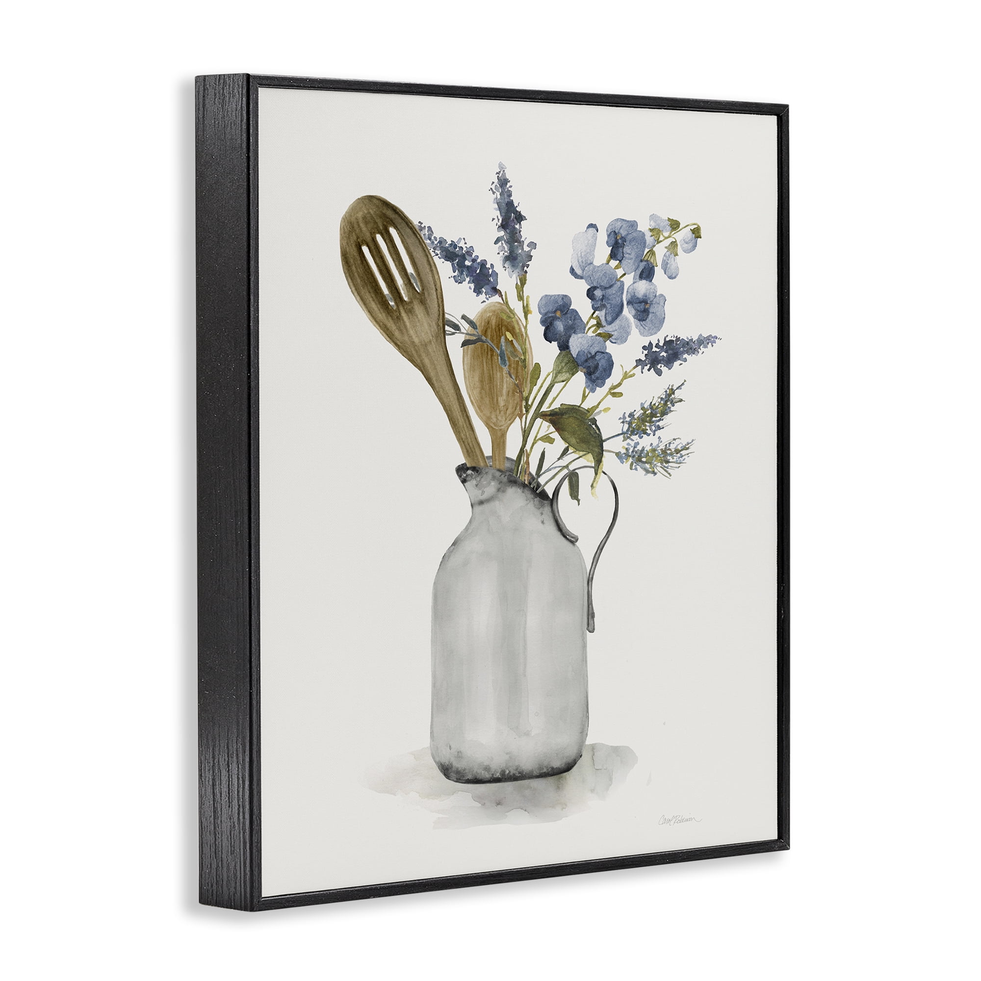 Stupell Industries Vintage Pitcher with Utensils Black Framed Giclee Art, design by Carol Robinson