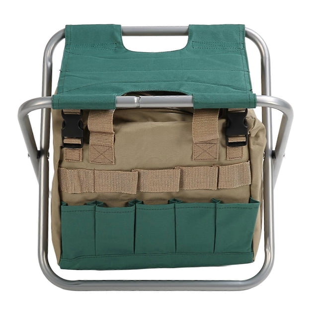 Tabouret pliant robuste et multifonctionnel pour jardinage, trousse à outils pliable pour jardiniers, argent