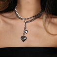 thumbnail image 4 of Statement Heart Necklace Chain Neckalce Fashionable Accessory Alloy Material Fashion Neck Jewelry for Fashion Outfits, 4 of 4