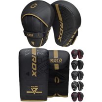 RDX Boxing Pads and Bag Gloves Set, Maya Hide Leather KARA Hook and Jab Training Pads, Curved Focus Mitts for MMA, Muay Thai, Kickboxing Coaching, Martial Arts, Punching Hand Target Strike Shield