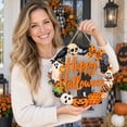 thumbnail image 5 of Halloween Wood Wreath Ghost Black Cat Pumpkin Skull Door Hanging Sign Decorations Rustic Spooky Halloween Welcome Wooden Signs for Front Door Hanger Home Decor Party Supplies,B, 5 of 7