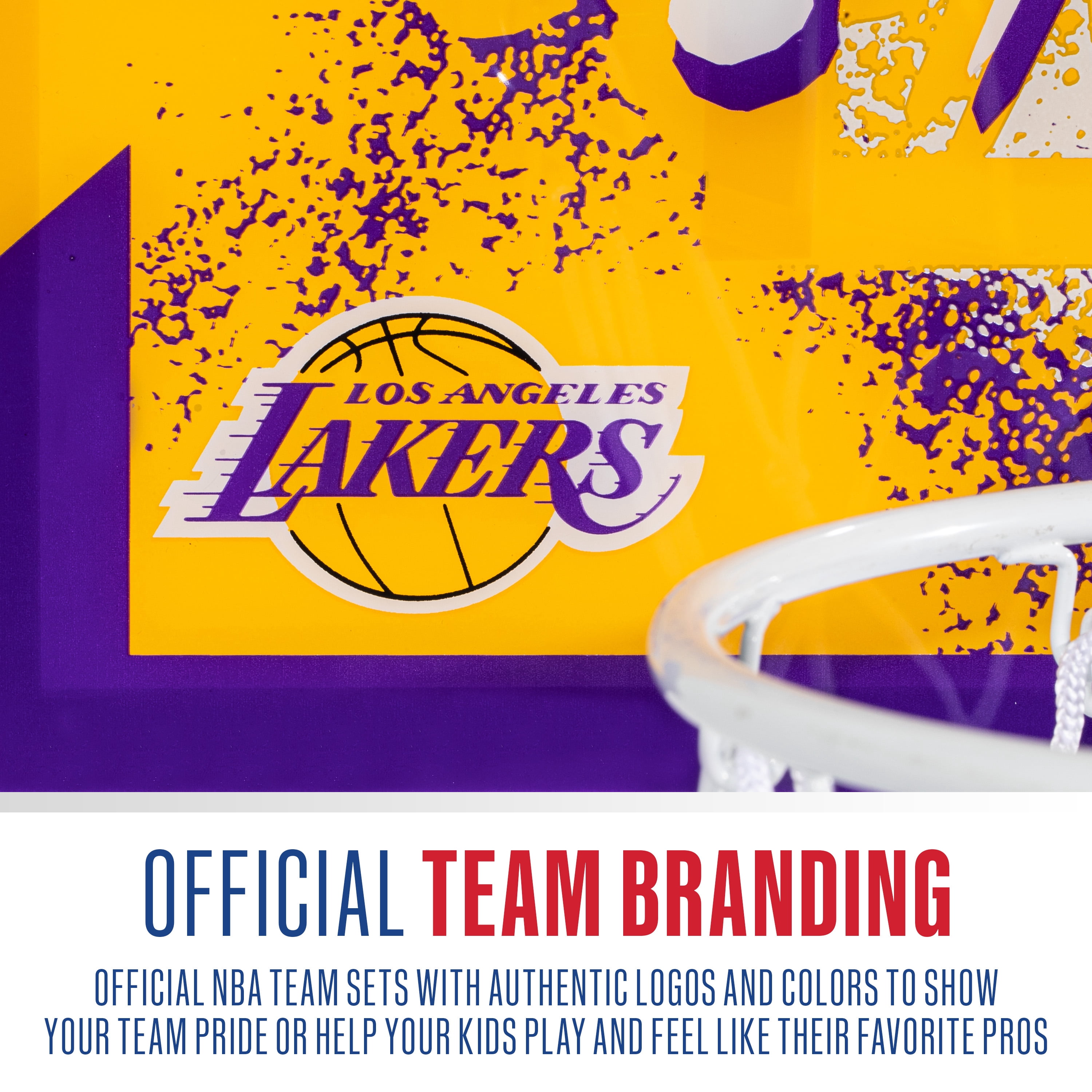 Franklin Sports NBA Los Angeles Lakers Over the Door Basketball Hoop - Kids Indoor Basketball Hoop with Mini Basketball - NBA Fan Shop Mini Hoop for Bedroom + Office - Over the Door Mini Hoop Set