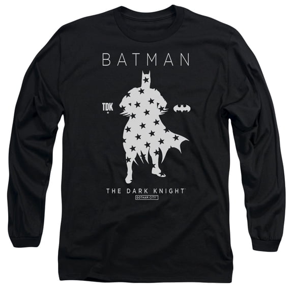 Batman Star Silhouette Long Sleeve Adult 18/1 T-Shirt Black