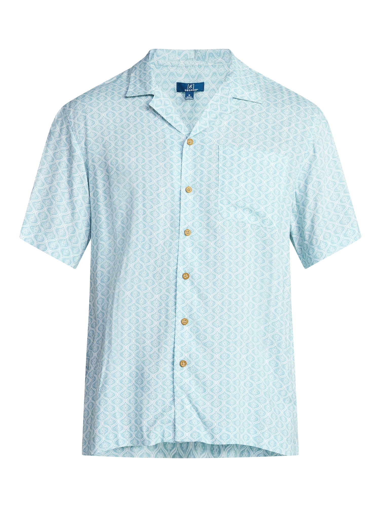 George Men's Relaxed Fit Printed Camp Shirt with Short Sleeves, Sizes S-3XLT