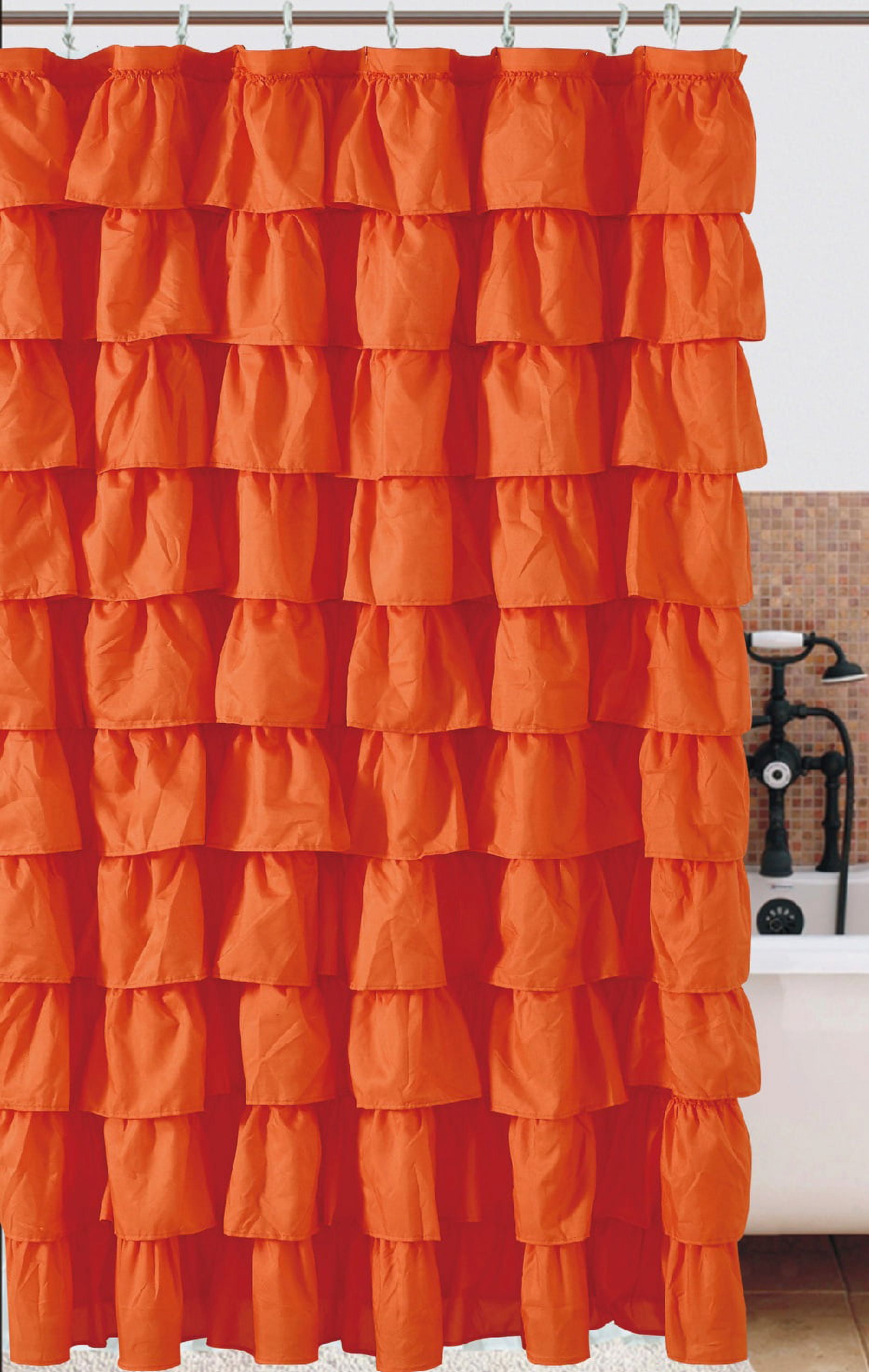 Ruffled orange Fabric Shower Curtain