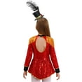 thumbnail image 2 of Hansber Enfants Filles Magicien de Cirque Ringmaster Dompteuse de Lions Cospaly Tenues Batteur Fanfare Uniforme d'Équipe Rouge A 8, 2 of 7