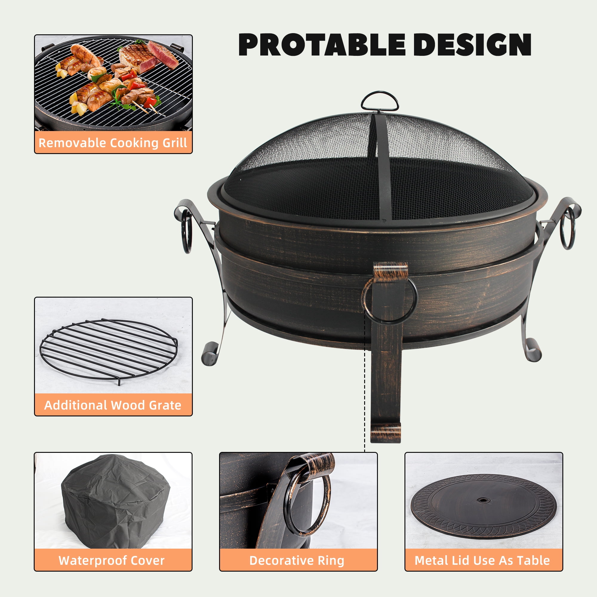 MistMo 30IN Outdoor Fire Pit