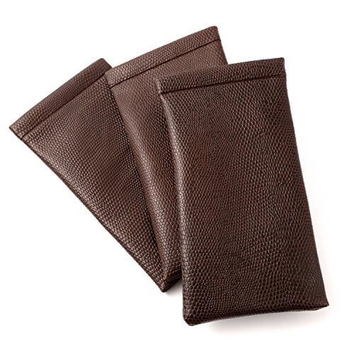 Soft Spring Top Eyeglass Case, Snap Closure in Snakeskin Colors in Brown (3 PACK) by Triumph