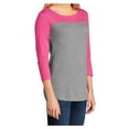 thumbnail image 4 of Womens Juniors Rally 3/4-Sleeve Cotton Tee Dark Fuchsia/ Grey Frost Medium, 4 of 6