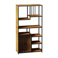 thumbnail image 3 of 5Tier Bookshelf Storage Rack, Bookcase Storage Shelves with Enclosed Storage Cabinet, Display Storage for Living Room, Home Office, Kitchen, Black+Brown, 3 of 9