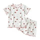 thumbnail image 1 of Odeerbi 0-8 Años Niños Niñas Conjunto de Verano Estampado de Fresas Lechuga Manga Corta Tops Shorts Conjunto de Pijama de Dos Piezas, 1 of 3