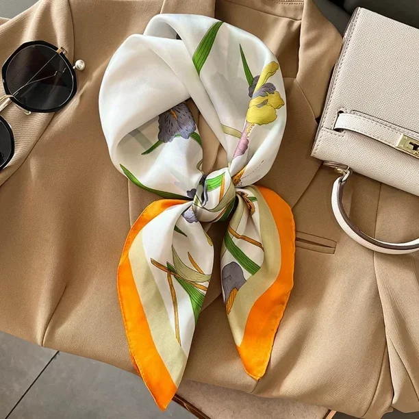 Bufanda cuadrada de seda con estampado de diseño de lujo para mujer, bandana de caballo de satén suave, pañuelo para el cuello, Hijab de oficina, diadema, Foulard, bolsa, cintas de regalo