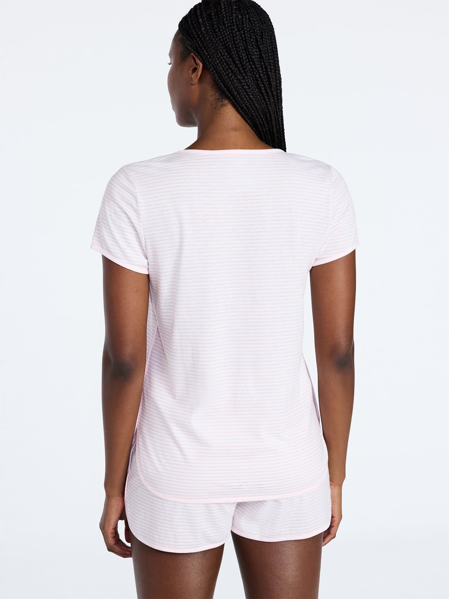 Joyspun Women's Lightweight Short Sleeve Sleep Tee and Shorts Set, 2-Piece, Sizes XS-3X