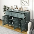 thumbnail image 3 of LFGUIZO Green 3-Drawer 2-Rack Sideboard, Accent Cabinet with Adjustable Shelves, 47-inch Storage Cabinet, Dining Room, Living Room, Kitchen, Entrance，New home, 3 of 7