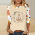 thumbnail image 2 of lcziwo Ofertas en Walmart Women's Easter Shirts Spring 3/4 Sleeve Round Neck Blouses Cute Rabbit Graphic Tees 2025 Holiday Tops Going Out Outfits Khaki XL, 2 of 6