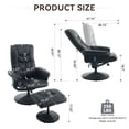 thumbnail image 4 of Leather Massage Reclining Chair with Ottoman Set, 360° Swivel Design and Seat Heating for Home or Office Comfort, 4 of 7