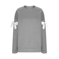 thumbnail image 4 of XFLWAM Womens Plus Size Sweatshirts Long Sleeve Bow Drop Shoulder Pullover Tops Crew Neck Casual Loose Fit Sweat Shirts, 4 of 6