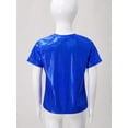 thumbnail image 5 of Miutii Kids Girls Boys Shiny Metallic Short Sleeve T-Shirt Jazz Hip Hop Ballet Dance Top Festival Party Blouse Blue 160, 5 of 7