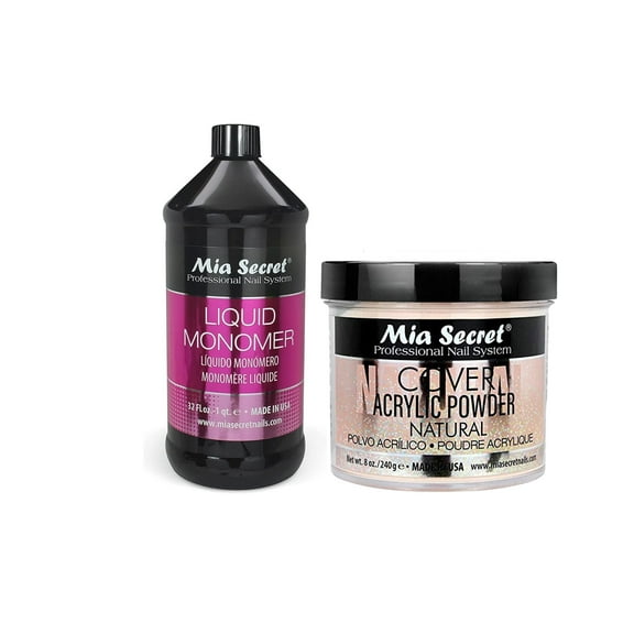 Mia Secret - Liquid Monomer 32oz. & Cover Acrylic Powder Natural 8oz. - Combo