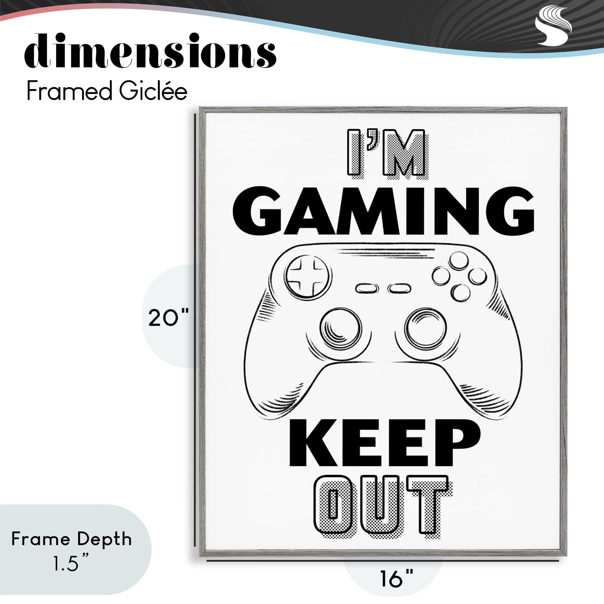 Stupell Industries Gaming Keep Out Gray Framed Giclee Art, design by Marcus Prime