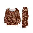 thumbnail image 5 of Wuceii Matching Family Christmas Pajamas Sets - Seasonal Brown Bells & Baubles Print Long Sleeve Tops+Pants Sleepwear, Christmas Eve Sleepover Outfits Matching Pajamas for Holiday for 6 Years Pjs, 5 of 7
