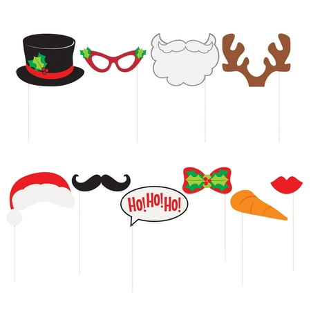 Ho Ho Ho Christmas Photo Booth Props, 10pc