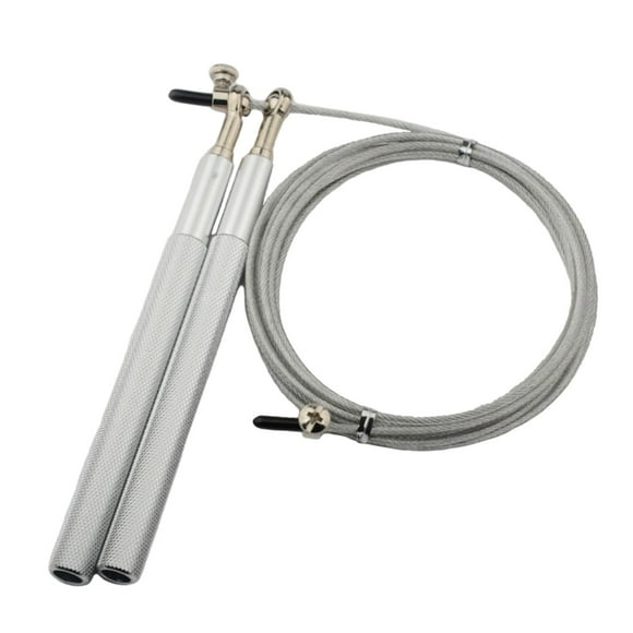 Cuerda de saltar de velocidad de 300 cm, longitud ajustable, duradera, para entrenamientos al aire libre, MMA Plata fina