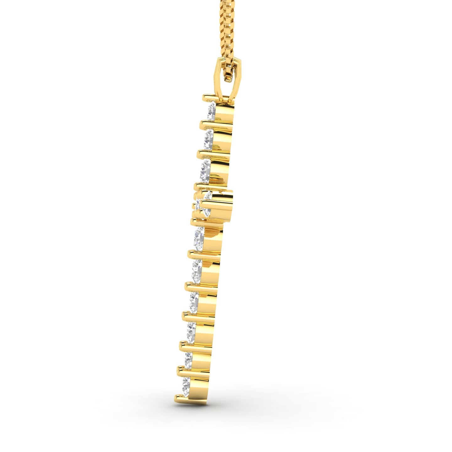 1/2 Carat TW Natural Diamond Cross Pendant Necklace in 14k Yellow Gold (G-H Color, I1 Clarity)