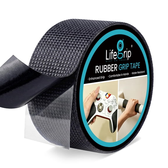 Rubber Grip Tape, 2 in x 25 ft, Water-Resistant Grid-Pattern Non-Slip Handle Wrap for Tool Handles, Gaming Controllers, and Sports Equipment, Soft Grip