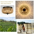 thumbnail image 2 of Table Lamp 3-Lights Woven Rattan Flush Mount Ceiling Light Fixture with Hand-Worked Cage Shade for Bedroom, Kitchen, Foyer, Porch,Bedroom Lamp, 2 of 9