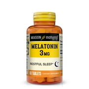 Mason Natural Melatonin 3 mg with B6 and Calcium - Natural Sleep Aid, Supports Healthy Sleep & Rest, 60 Tablets