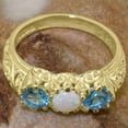 thumbnail image 5 of LBG British Made 18k Yellow Gold Real Genuine Opal & Blue Topaz Womens Promise Ring - 33 size options - Size 5.75, 5 of 7