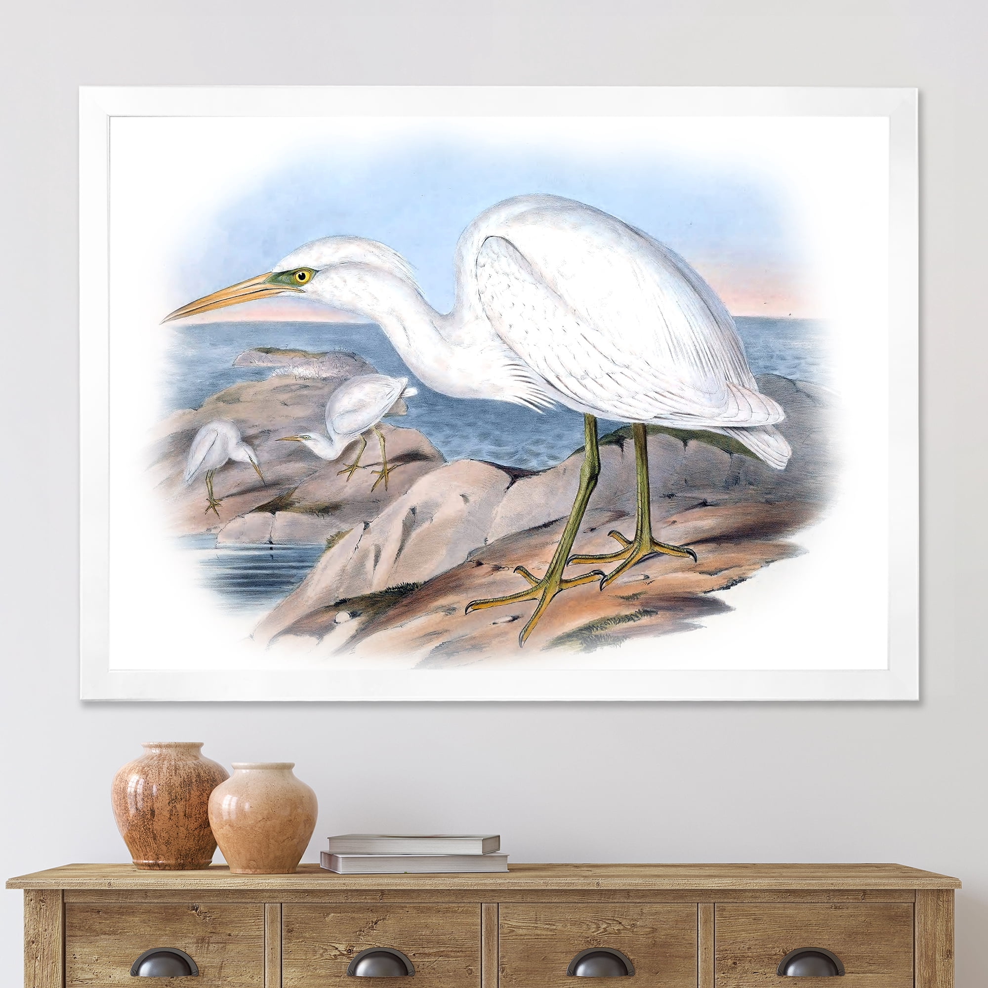 Designart 'Ancient Australian Birds XIII' Traditional Framed Art Print