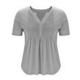 thumbnail image 5 of CaiJunJia Tops Womens Summer Tops Trendy Short Sleeve V Neck T Shirts Casual Dressy Loose Pleated Basic Tunic Blouse, 5 of 7