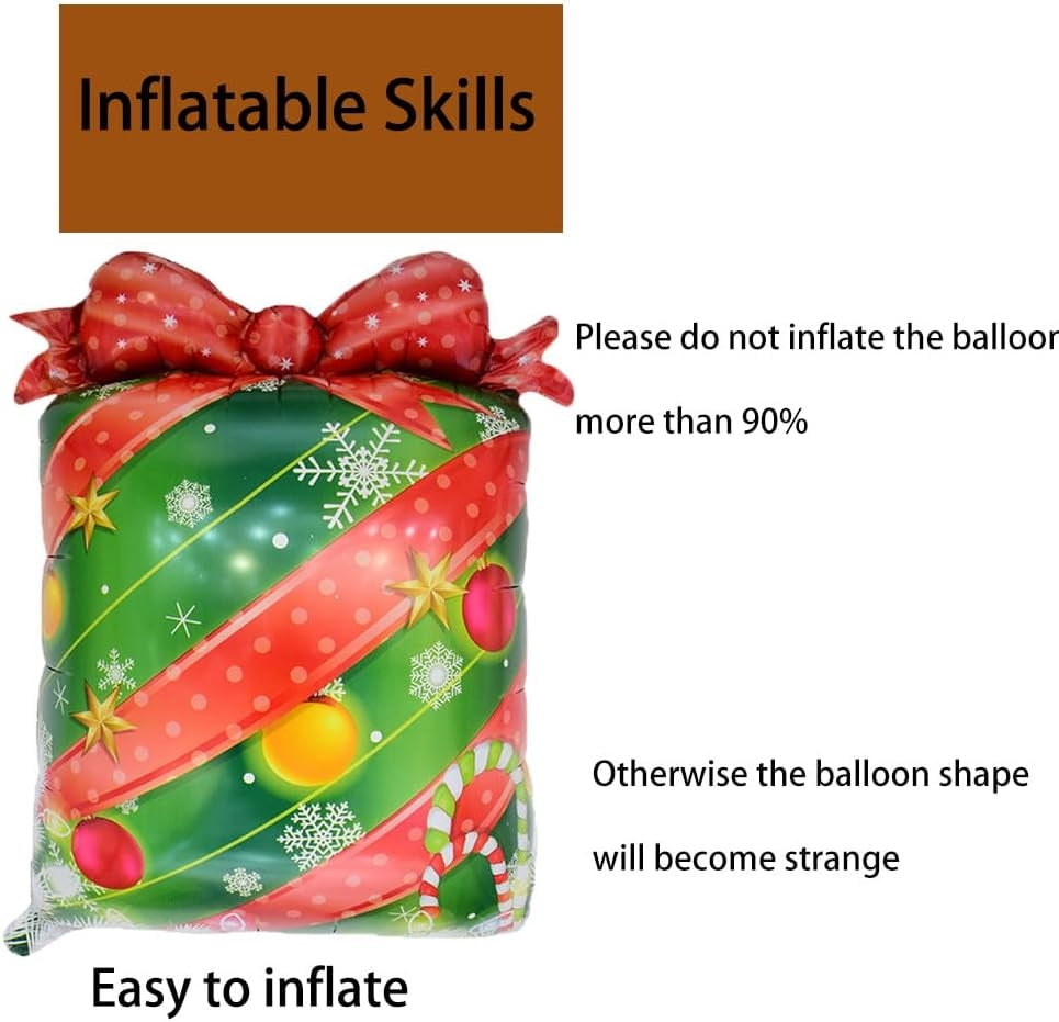 Christmas Gift Balloons Christmas Balloons Christmas Gift Foil Balloons for Christmas-Themed Party Birthday Party Supplies Decorations Party Decorations Balloons Party Sets, 3PCS