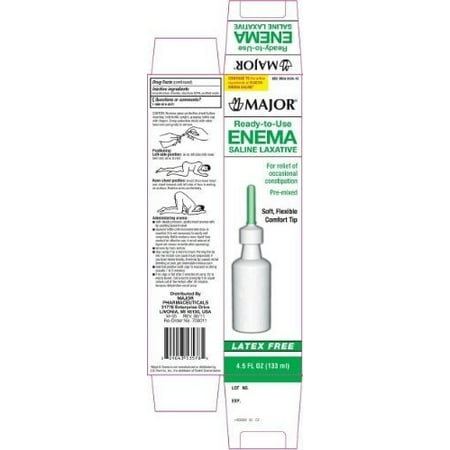 [3 PACK] MAJOR® READY-TO-USE ENEMA SALINE LAXATIVE *COMPARE T0 THE SAME ACTIVE INGREDIENTS FOUND IN FLEETS® &