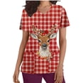 thumbnail image 2 of Puntoco Camiseta de enfermera con bolsillo y manga corta con estampado navideño y cuello en V para mujer, 2 of 5