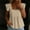 Khaki, variant on Women's Linen Short Sleeve Casual Top, Spring Summer Fashion Color Neck Tee