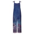 thumbnail image 5 of BONIXOOM Jumpsuits for Women Women's Pants Printed Mid Waisted Long Travel Beach Jumpsuit Baggy Fit Flare-Leg Standard Dark Blue L, 5 of 5