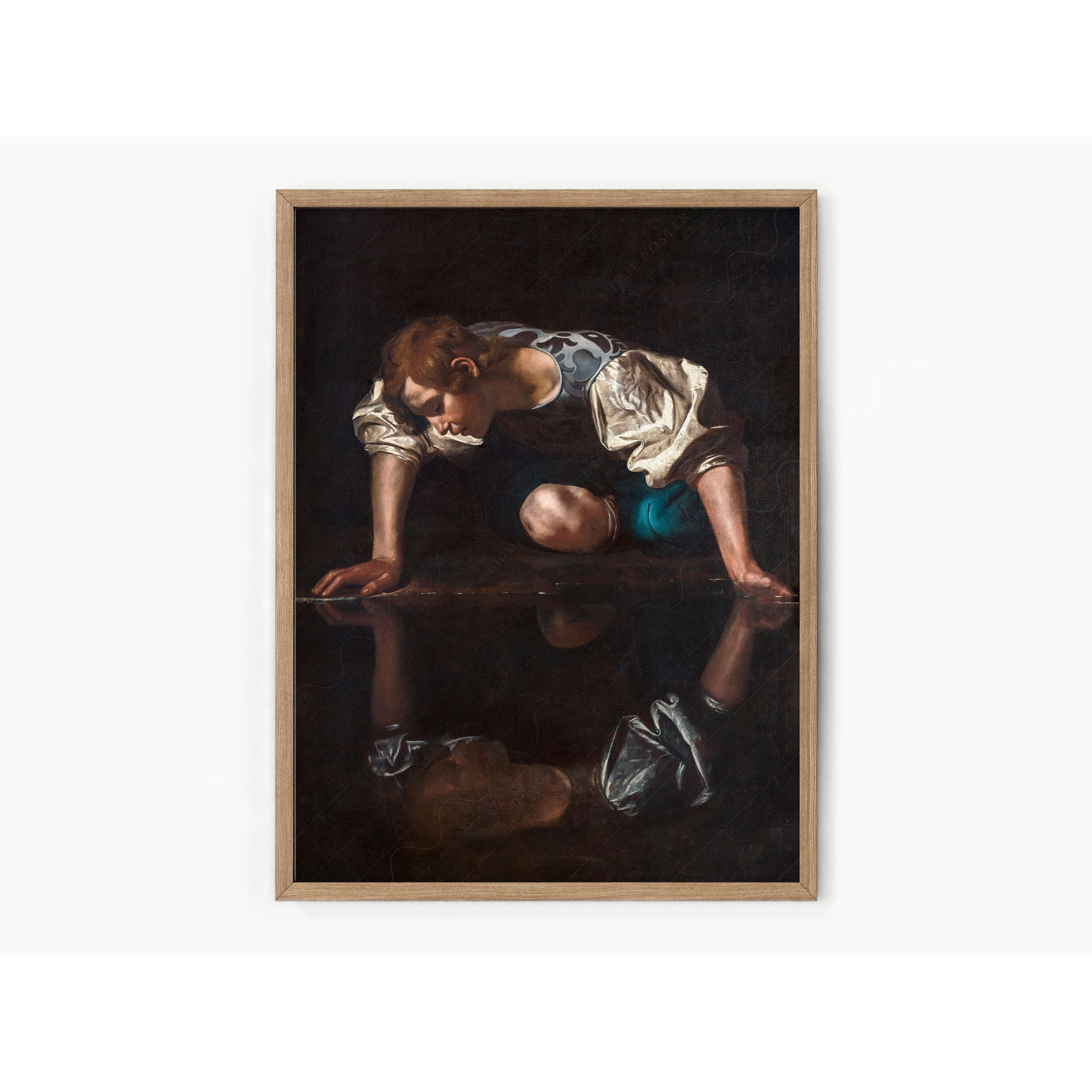 Caravaggio Narcissus Art Print Italian Baroque Reproduction Home Decor Office Wall Art