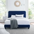 thumbnail image 2 of Tufted Platform Bed Frame, Full Size, Velvet, Blue Navy, Modern Contemporary Urban Design, Bedroom Master Guest Suite, 2 of 8