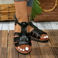 thumbnail image 5 of Htigea Women’s Flat Gladiator Sandals Summer Open Toe Sandal Ankle Strap Buckle Fisherman Shoes Comfortable Summer Flatform Sandal Black 6, 5 of 8