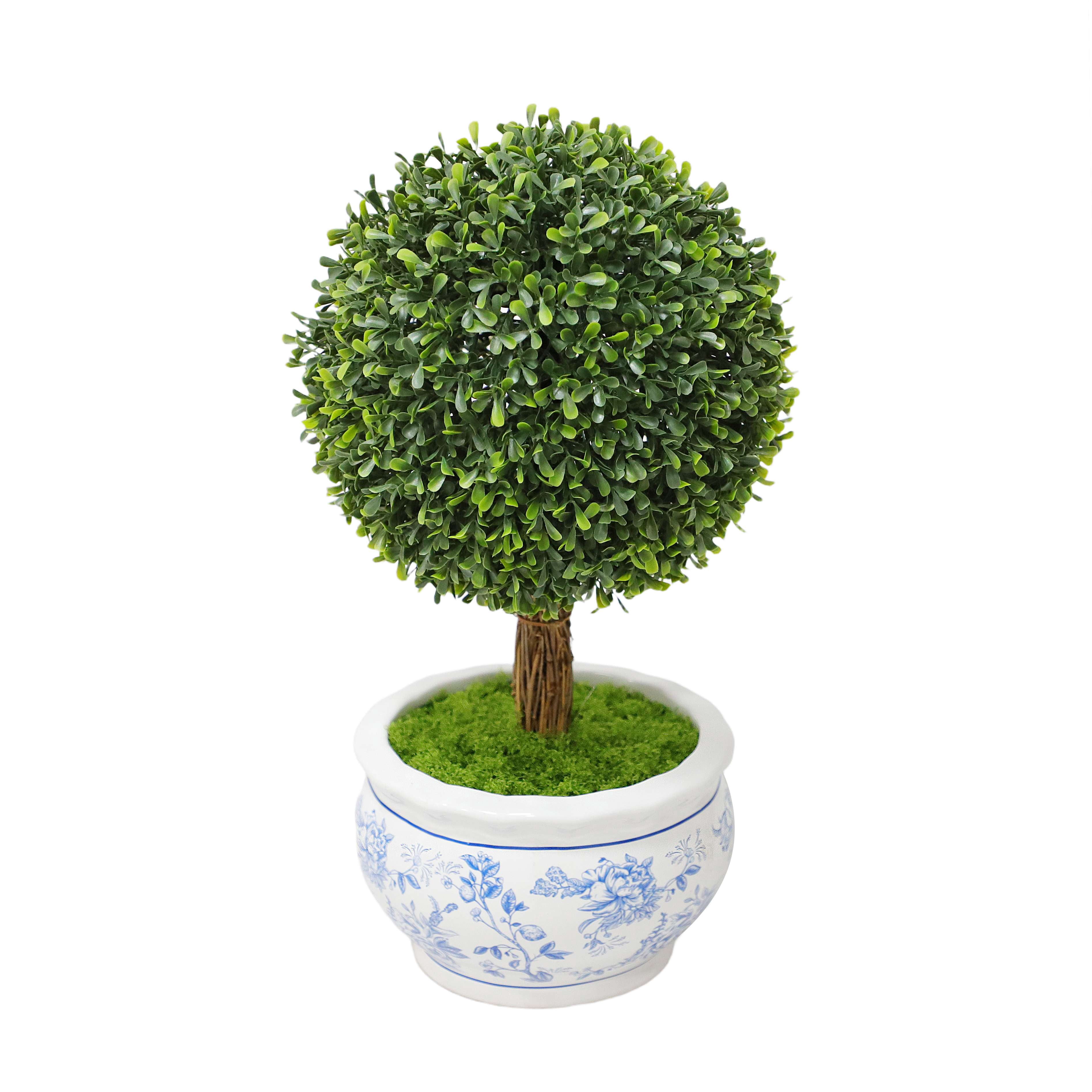 My Texas House Boxwood Artificial 16" Topiary in Floral Pot
