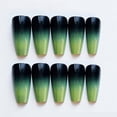 thumbnail image 1 of Juego de parches para uñas HUOGUO, verde degradado, extraíble, 24 piezas, 1 of 5