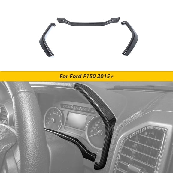 CheroCar Dashboard Trim ABS Cover for Ford F150 2015-2020 Carbon Fiber Black