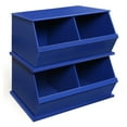 thumbnail image 2 of Badger Basket Children's 2-Bin Stackable Wooden Storage Cubby 5.3 Cu ft. – Blue, 2 of 8