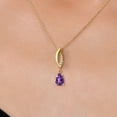 thumbnail image 3 of Gem Stone King 10K Yellow Gold Purple Amethyst and Lab Grown Diamond Pendant Necklace for Women | 0.67 Cttw | Gemstone February Birthstone | Pear Shape 7X5MM | With 18 inch Chain, 3 of 6