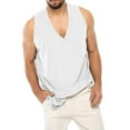 thumbnail image 4 of jsaierl Men's Casual Solid Tank Tops Summer V Neck Loose Sleeveless Shirts Big and Tall Muscle Fitness Sports Vest Blouse, 4 of 9